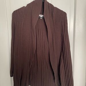 croft & barrow Brown Ribbed Open-Front Women's Cardigan